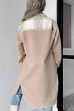 Slit Plaid Button Down Long Sleeve Coat - Trendsi - Flyclothing LLC