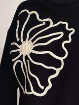 Flower Round Neck Long Sleeve Sweater - Trendsi - Flyclothing LLC