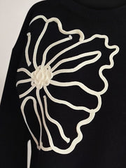Flower Round Neck Long Sleeve Sweater - Trendsi
