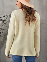 Button Detail Long Sleeve Knit Top - Trendsi - Flyclothing LLC