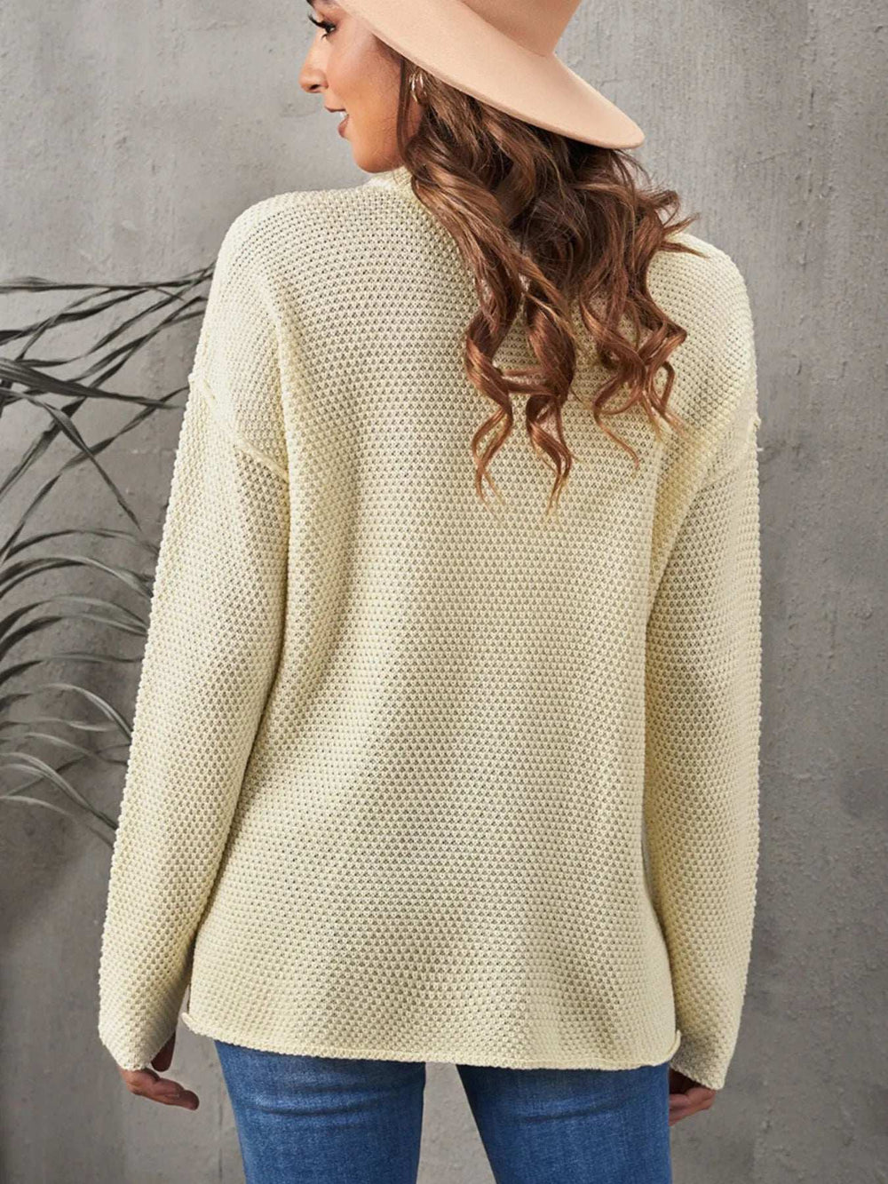 Button Detail Long Sleeve Knit Top - Trendsi - Flyclothing LLC
