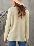 Button Detail Long Sleeve Knit Top - Trendsi - Flyclothing LLC