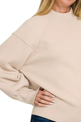 Zenana Viscose Mock Neck Exposed Seam Sweater - Trendsi - Flyclothing LLC