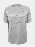 Full Size Lace Detail Heart Round Neck Short Sleeve Top - Trendsi - Flyclothing LLC