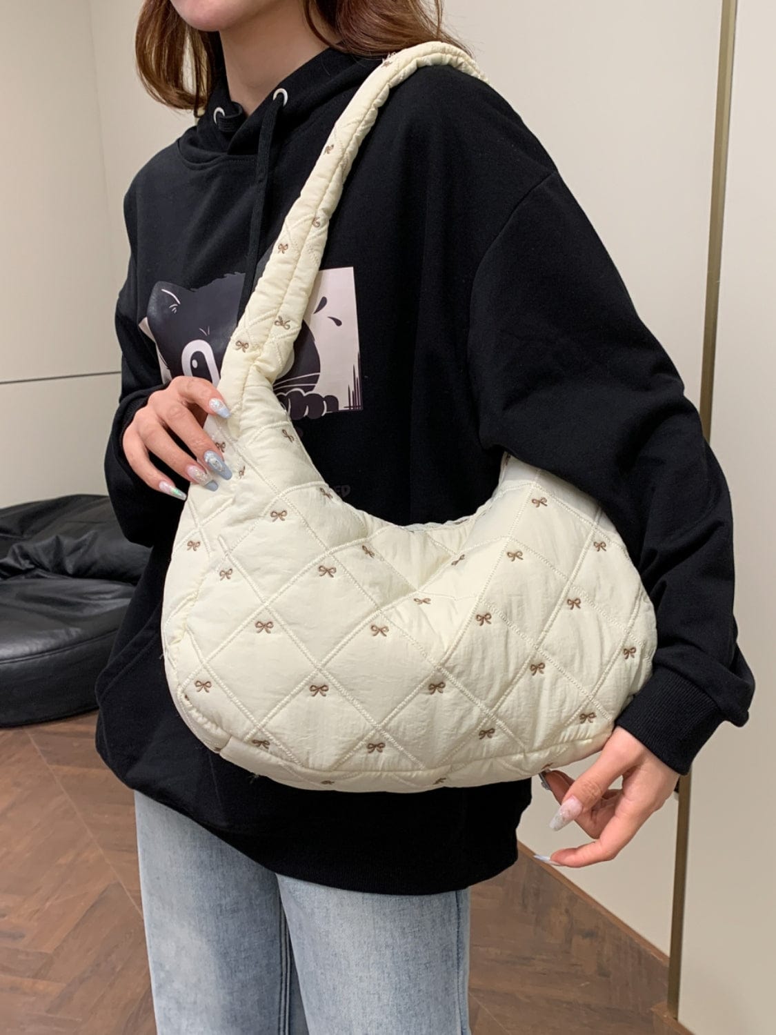 Bow Polyester Shoulder Bag - Trendsi