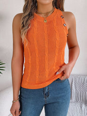 Cable-Knit Round Neck Vest - Trendsi
