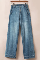Button Fly High Waist Jeans - Trendsi - Flyclothing LLC
