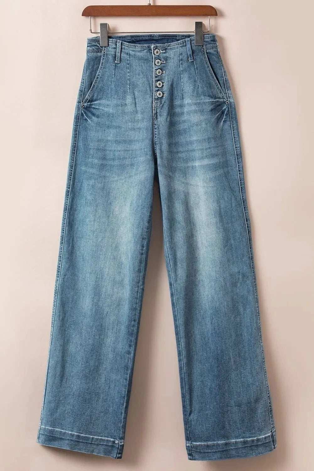 Button Fly High Waist Jeans - Trendsi - Flyclothing LLC