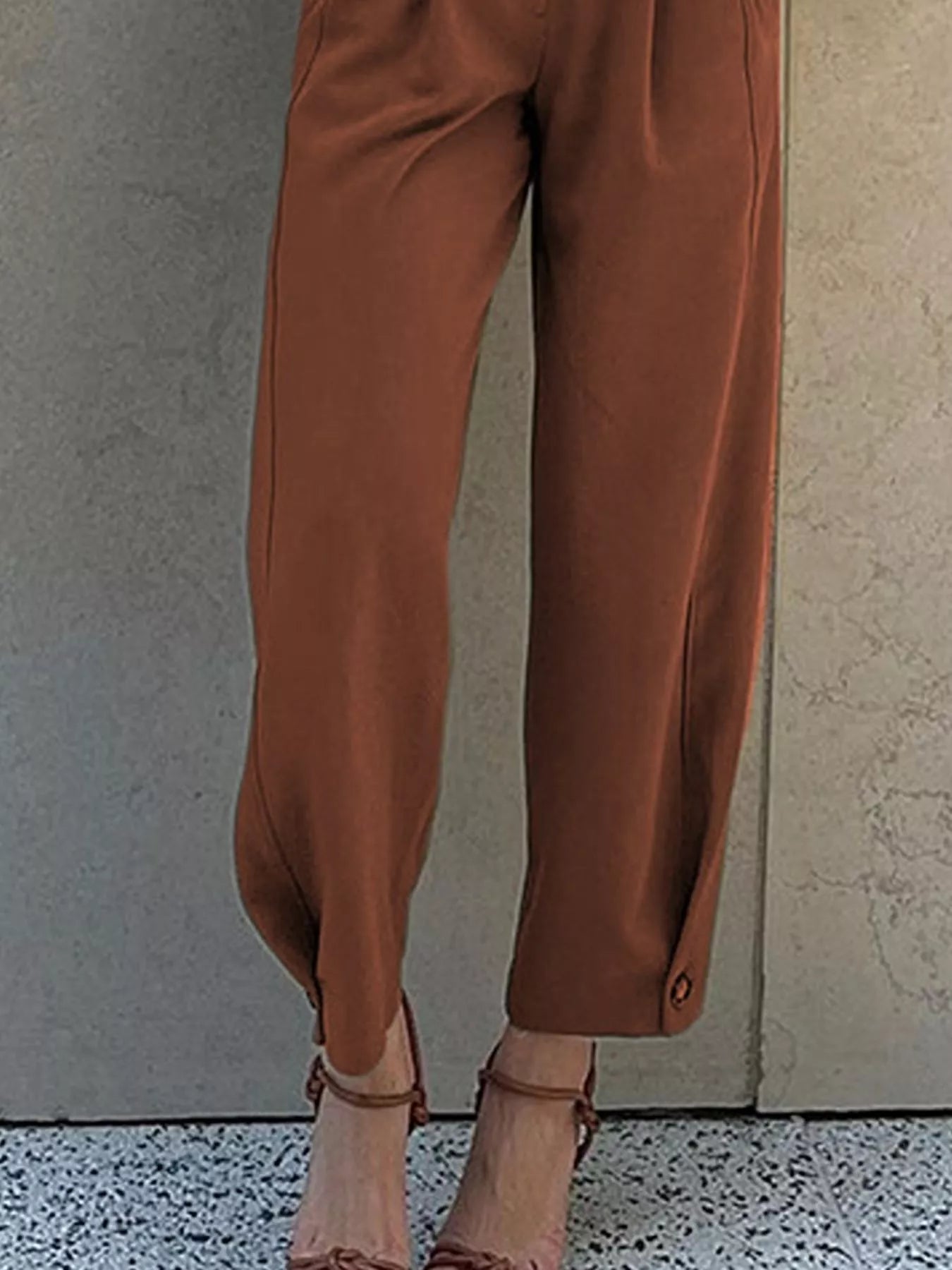 High-Waisted Pleated Pants - Trendsi - Flyclothing LLC