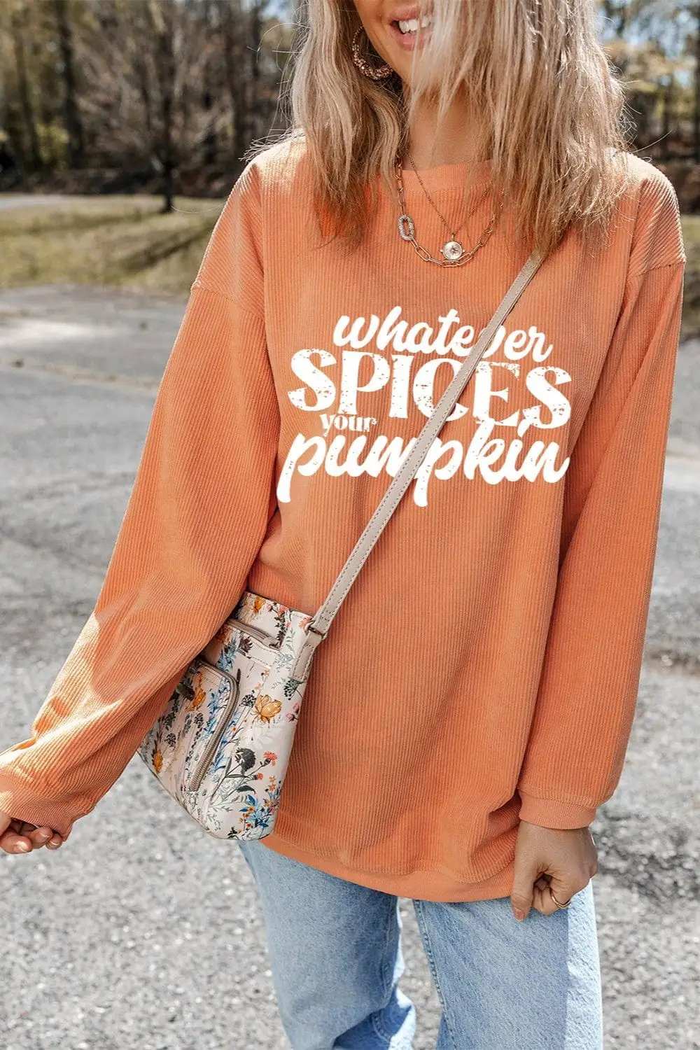 Letter Graphic Round Neck Long Sleeve Oversize Sweatshirt - Trendsi - Flyclothing LLC