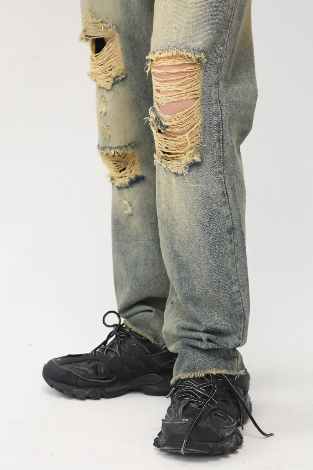 Distressed Mid Rise Jeans with Pockets - Trendsi - Flyclothing LLC