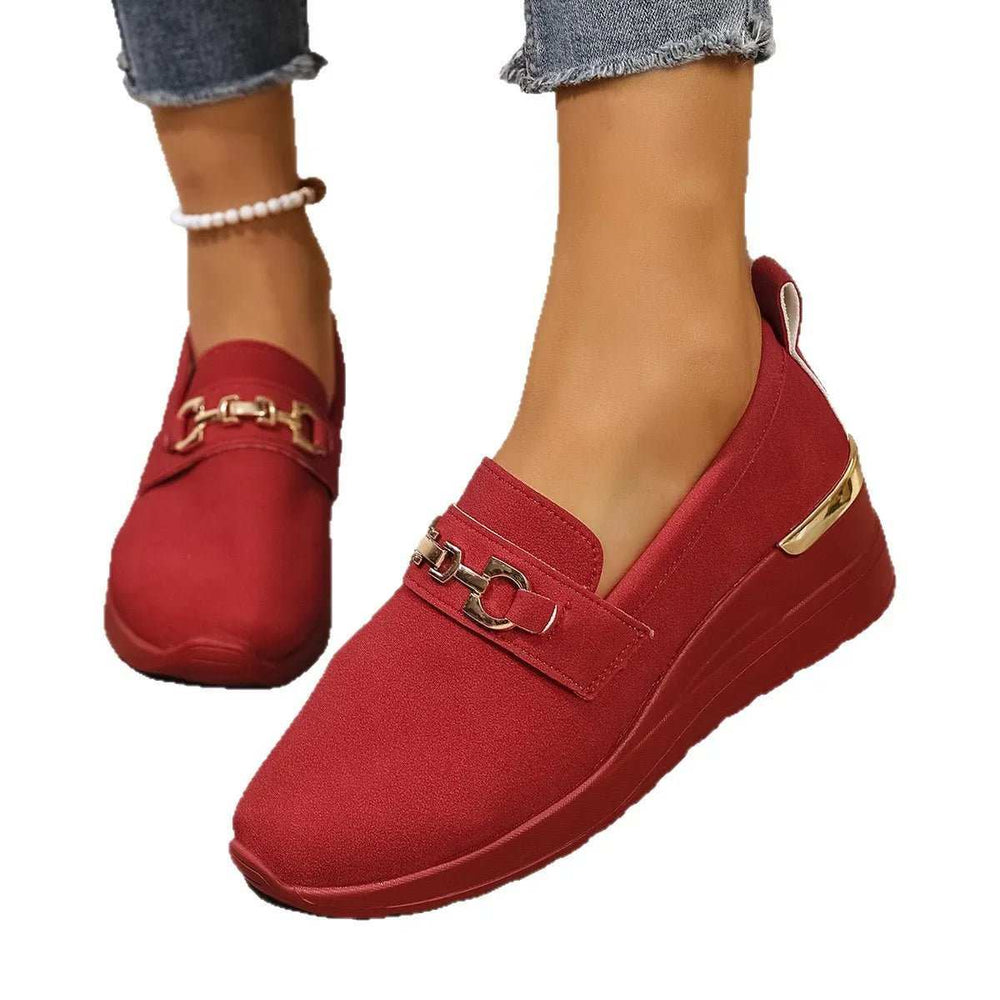 Round Toe Wedge Slip-Ons - Trendsi - Flyclothing LLC