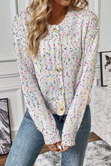 Confetti Button Up Long Sleeve Cardigan - Trendsi - Flyclothing LLC