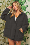 BiBi Single-Breasted Washed Fleece Jacket - Trendsi - Flyclothing LLC