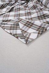 Full Size Plaid Collared Neck Balloon Sleeve Mini Shirt Dress - Trendsi - Flyclothing LLC