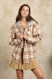 Drawstring Plaid Long Sleeve Hooded Jacket - Trendsi - Flyclothing LLC