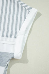 Stripe Mixed Short Sleeve Shift Mini Tee Dress - Trendsi - Flyclothing LLC