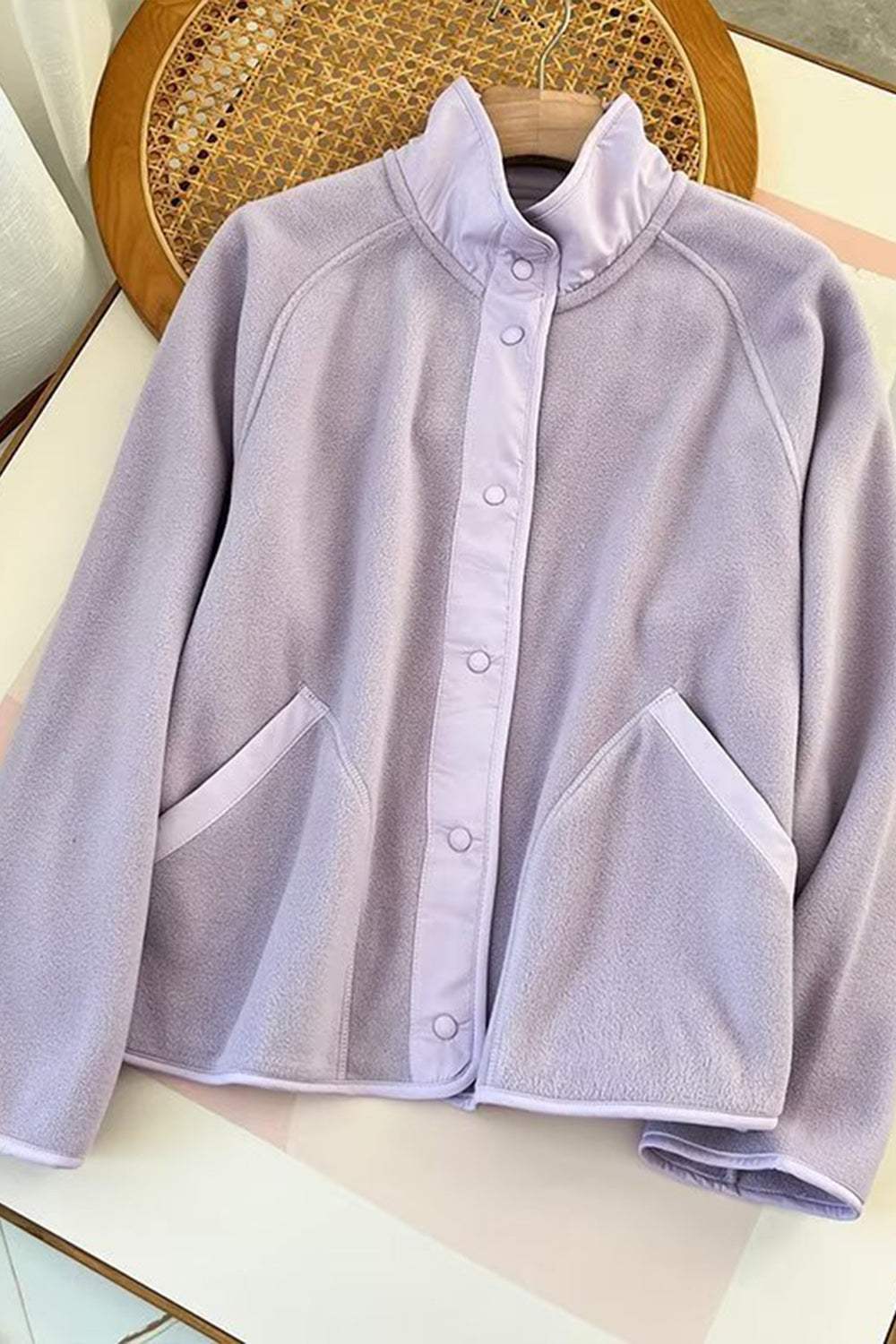 Double Take Snap Down Raglan Sleeve Jacket with Pockets - Trendsi - Flyclothing LLC