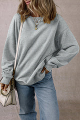 Round Neck Long Sleeve Sweatshirt - Trendsi - Flyclothing LLC