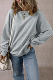 Round Neck Long Sleeve Sweatshirt - Trendsi - Flyclothing LLC