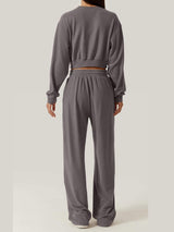 Crisscross Round Neck Top and Drawstring Pants Set - Trendsi - Flyclothing LLC