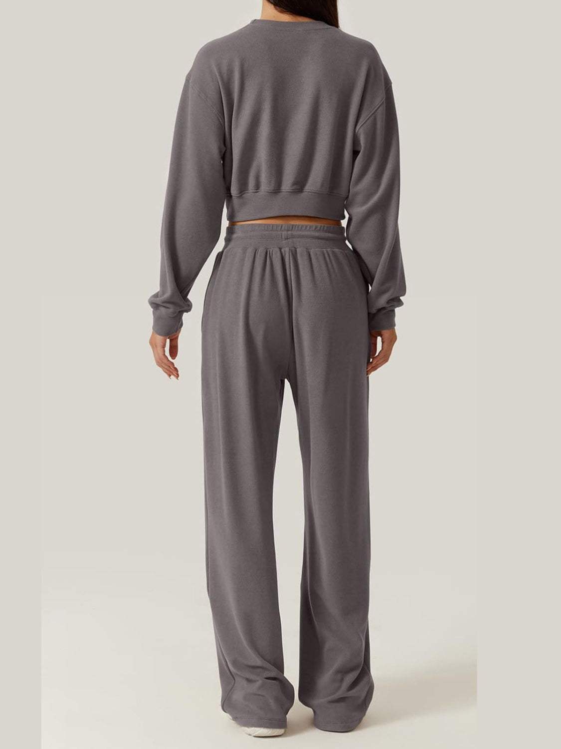 Crisscross Round Neck Top and Drawstring Pants Set - Trendsi - Flyclothing LLC