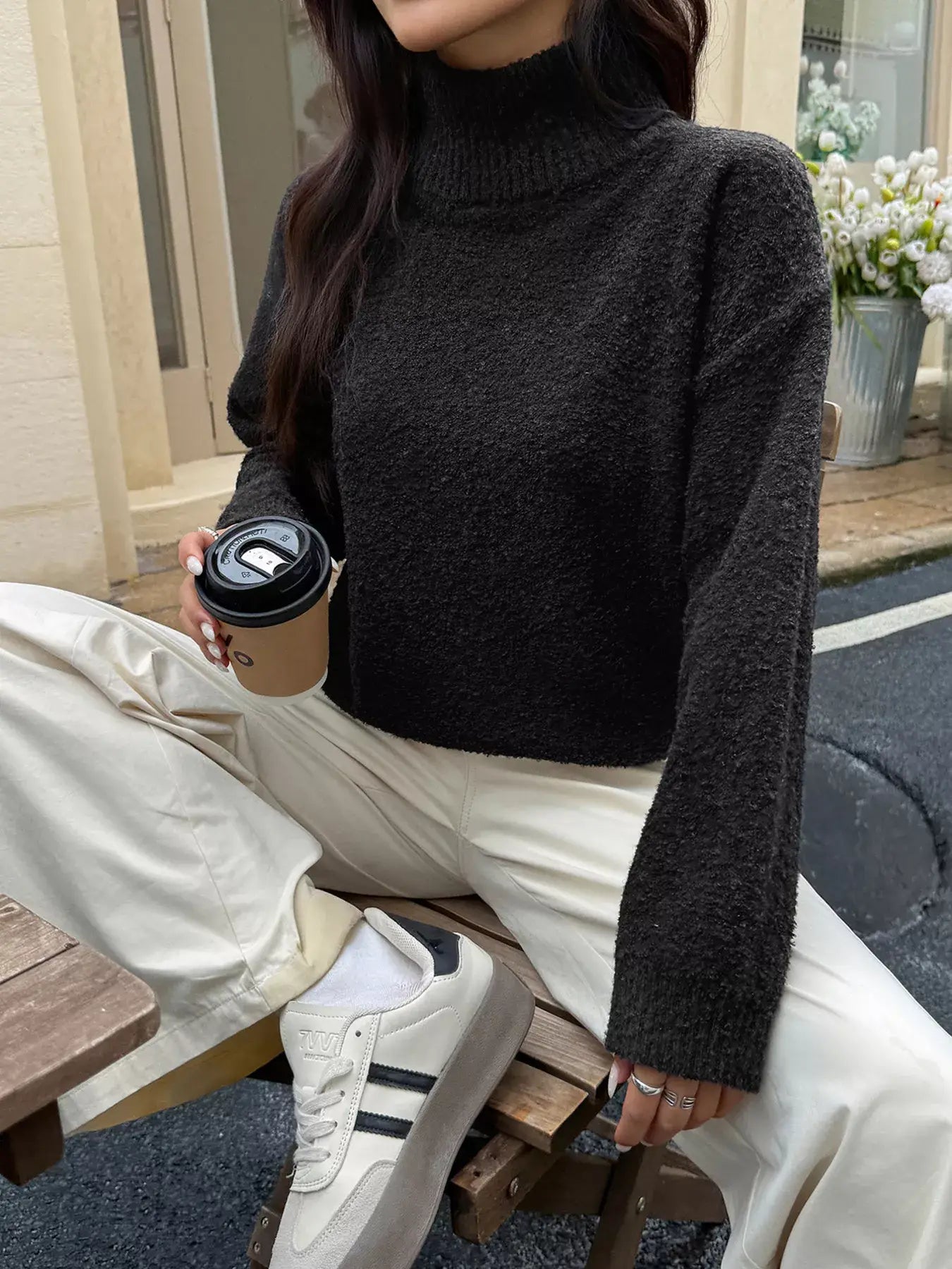 Turtleneck Long Sleeve Sweater - Trendsi - Flyclothing LLC