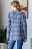 Heimish Full Size Houndstooth Tweed Open Front Blazer - Trendsi