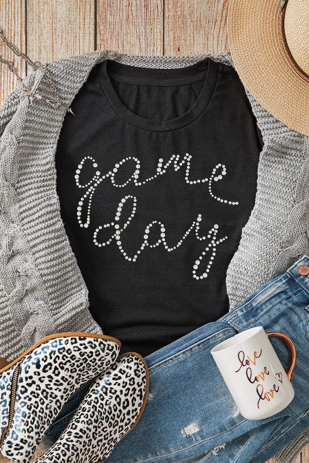 Full Size GAME DAY Round Neck Short Sleeve T-Shirt - Trendsi - Flyclothing LLC