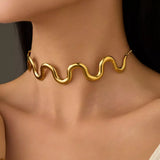18K Gold-Plated Wave Necklace - Trendsi - Flyclothing LLC