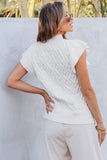 Ruffled Round Neck Cap Sleeve Knit Top - Trendsi