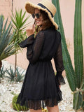 Mock Neck Flounce Sleeve Mini Dress - Trendsi