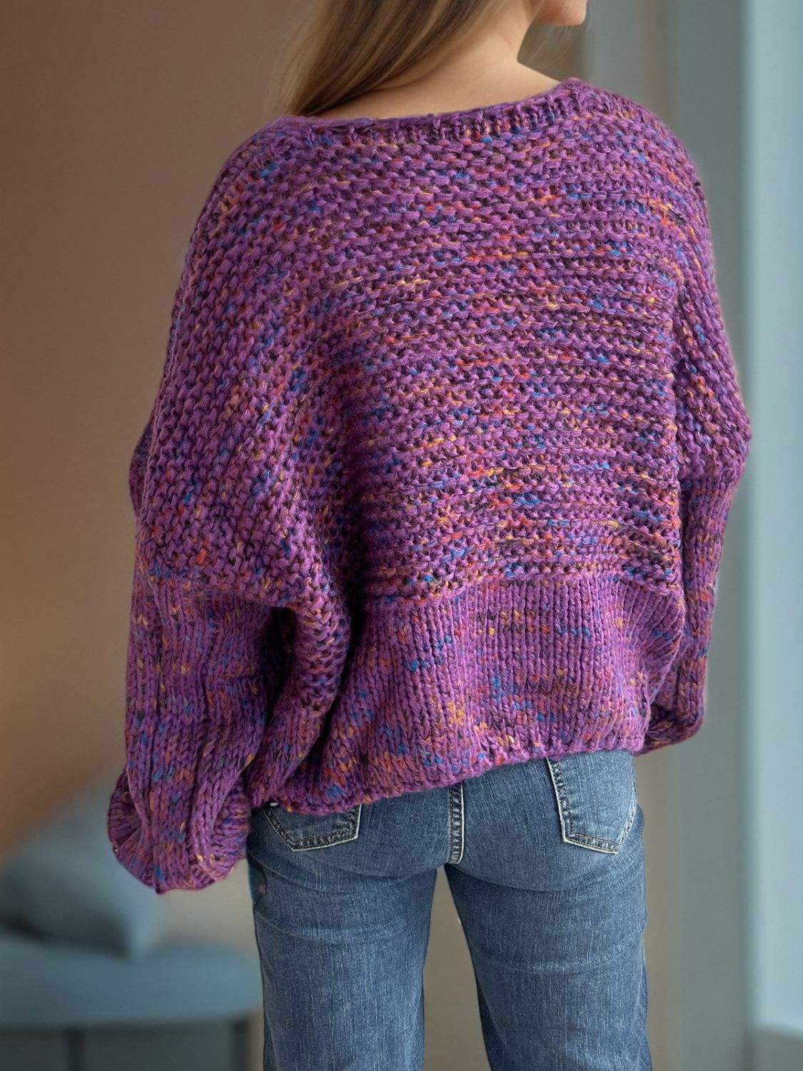 Dropped Shoulder Long Sleeve Sweater - Trendsi - Flyclothing LLC