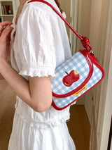 Apple Gingham Shoulder Bag - Trendsi - Flyclothing LLC