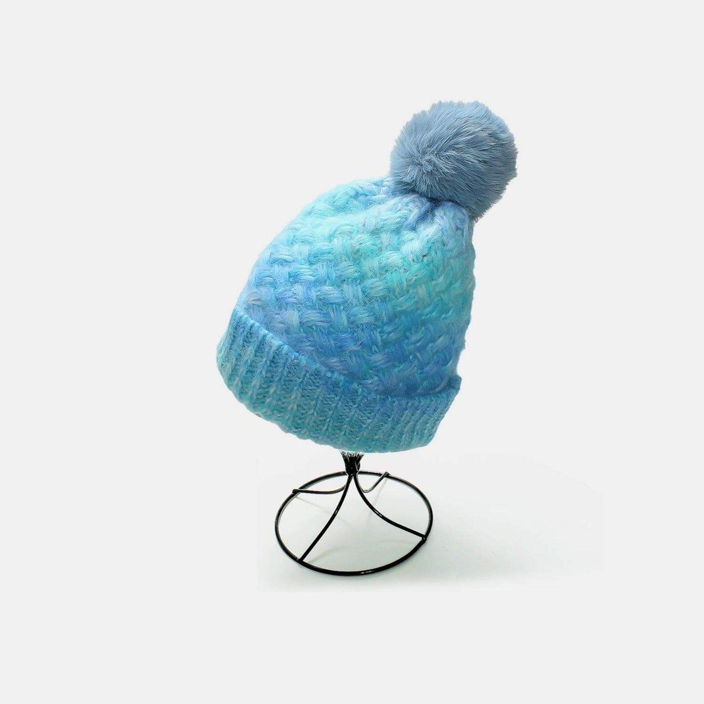 Gradient Knit Hat with Pompom - Trendsi - Flyclothing LLC