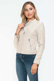 Snobbish PU Leather Zip Up Jacket with Pockets - Trendsi - Flyclothing LLC