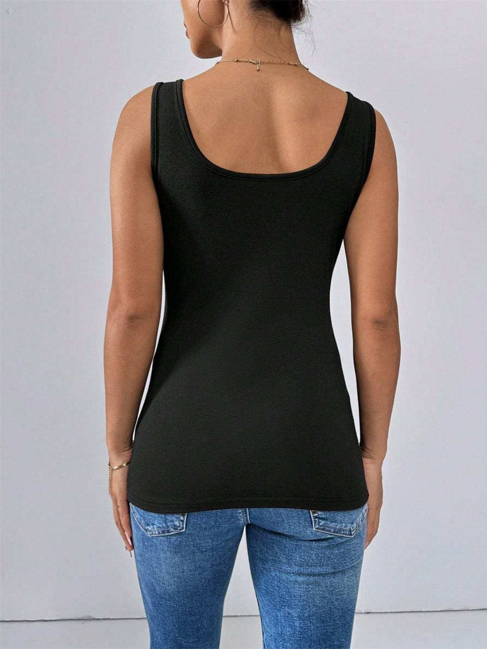 Scoop Neck Wide Strap Tank - Trendsi - Flyclothing LLC