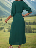 Button Up Half Sleeve Dress - Trendsi