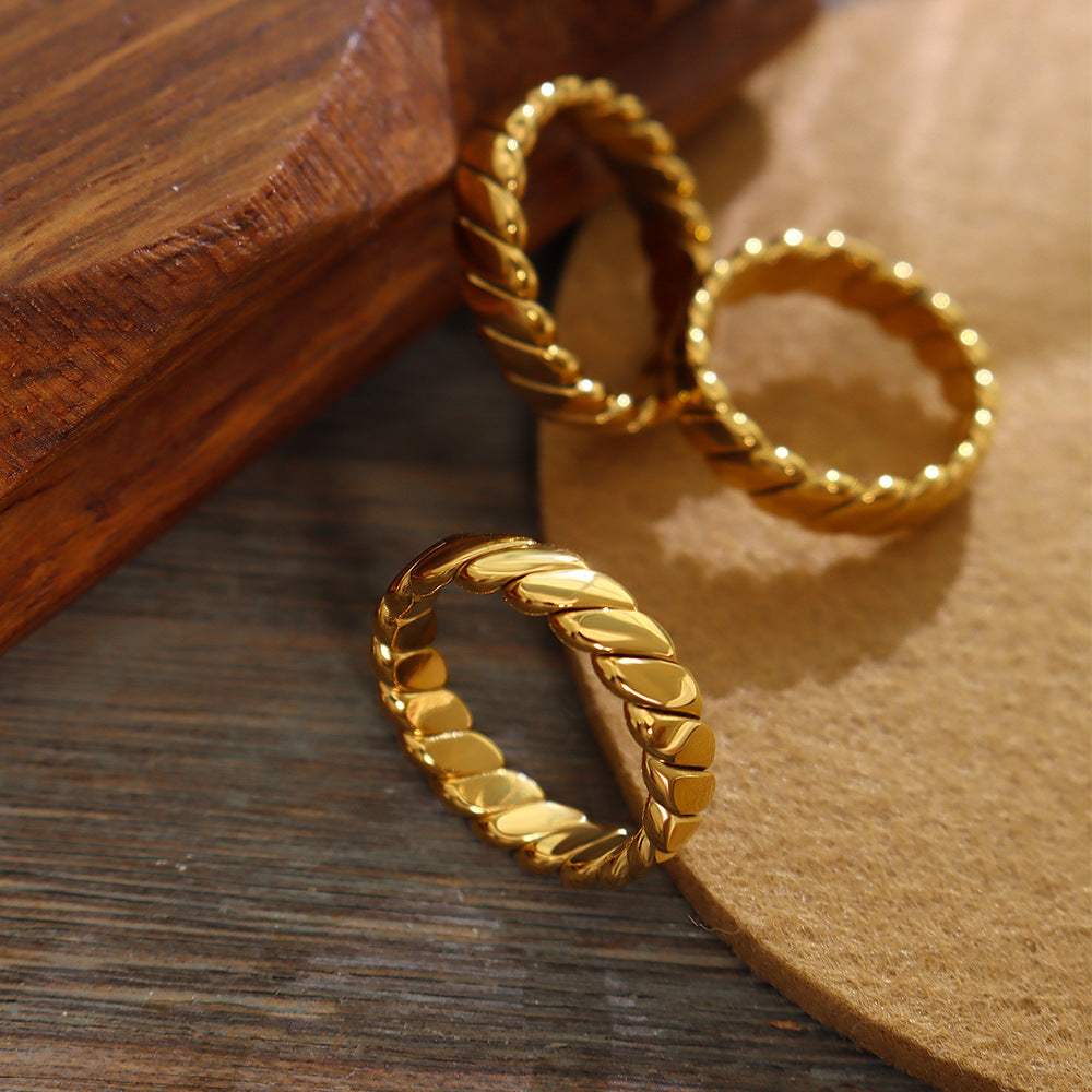 Titanium Steel Gold-Plated Ring - Trendsi - Flyclothing LLC