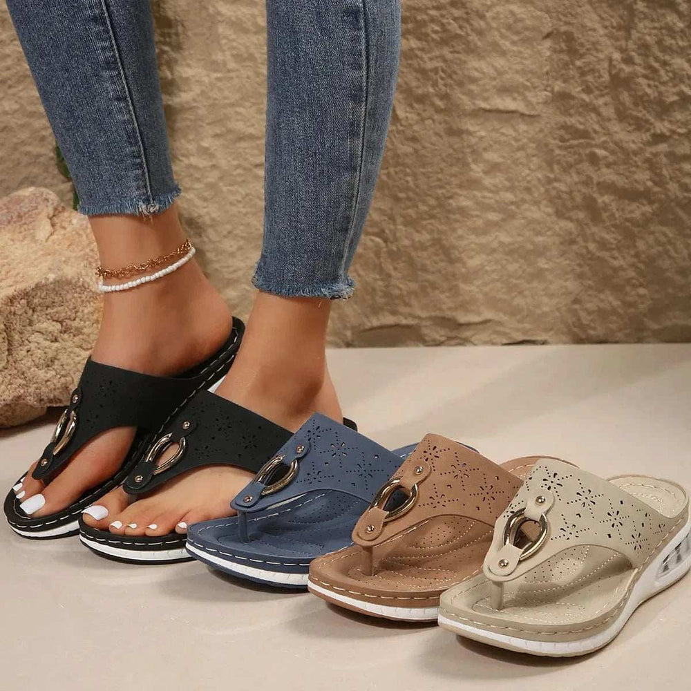 Toe Post Wedge Sandals - Trendsi - Flyclothing LLC