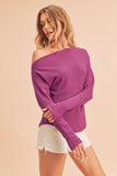 Aemi + Co One Shoulder Long Sleeve Knit Top - Trendsi