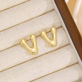 18K Gold-Plated Bubble Letter Stud Earrings - Trendsi - Flyclothing LLC