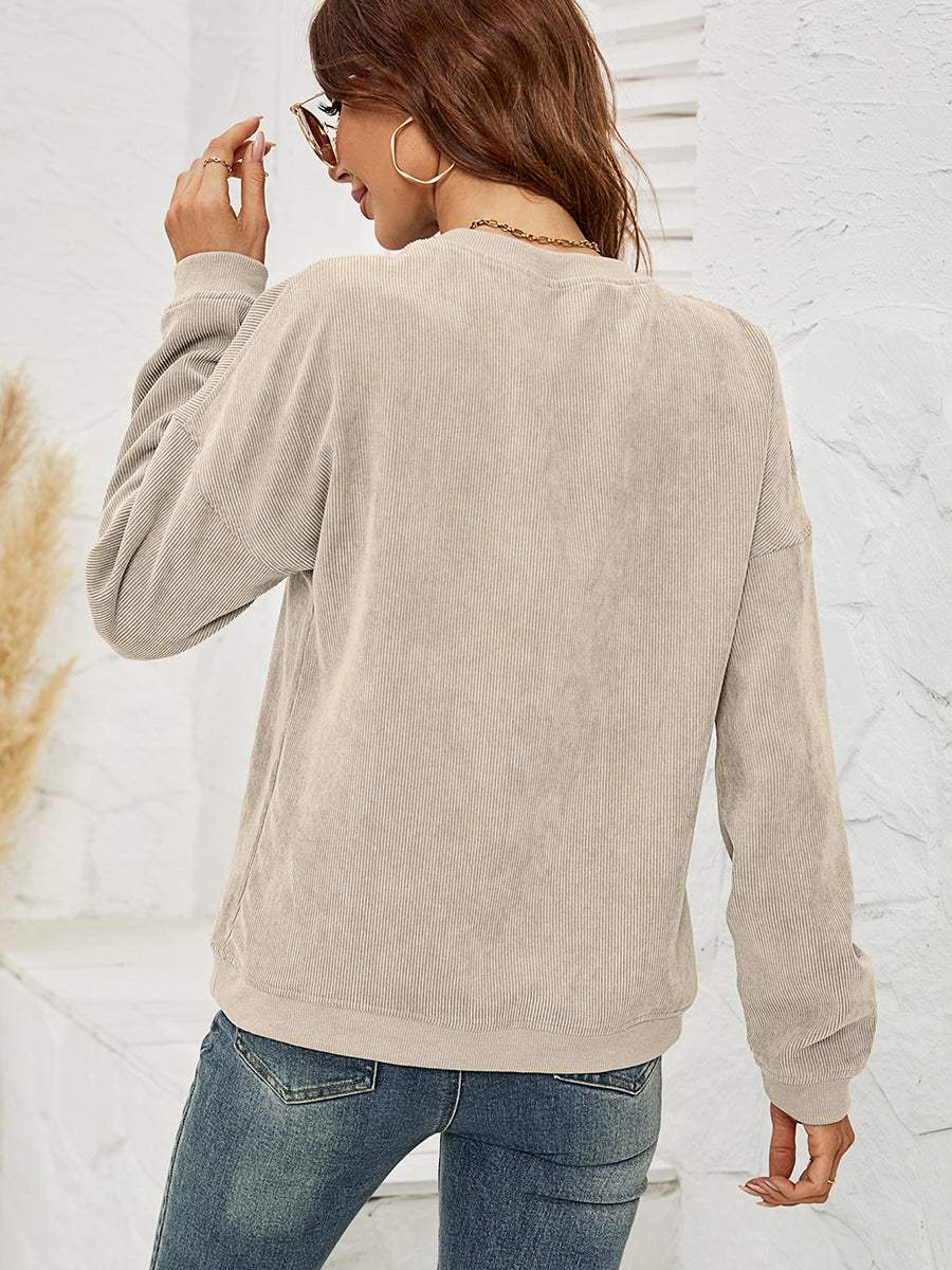 Round Neck Dropped Shoulder THE HELL I WON'T Graphic Sweatshirt - Trendsi - Flyclothing LLC