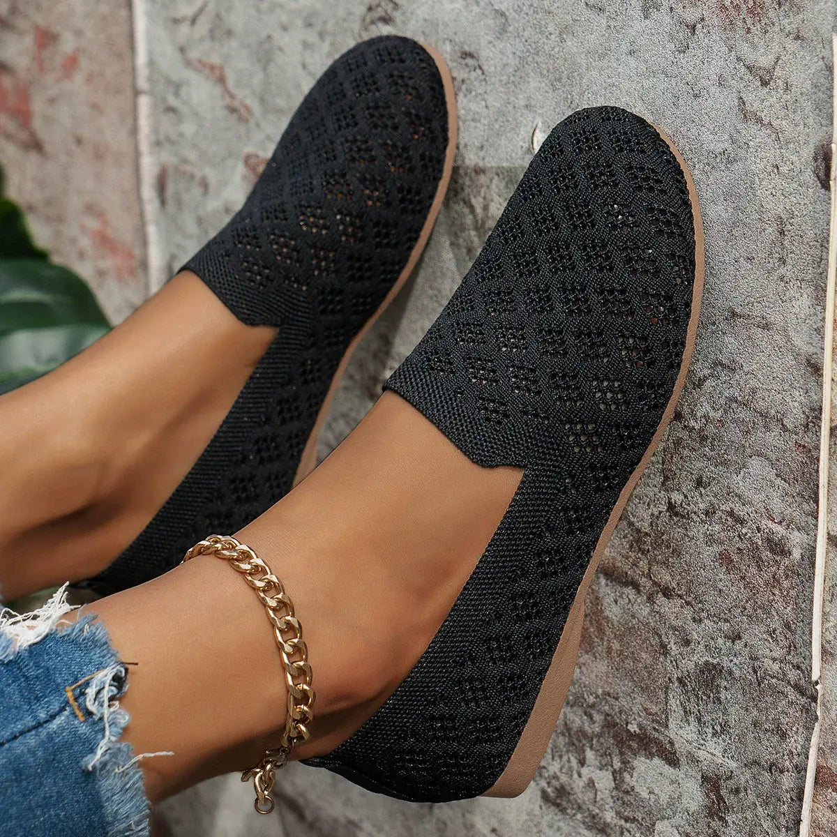 Mesh Round Toe Flat Slip-Ons - Trendsi - Flyclothing LLC