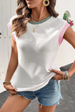 Contrast Trim Ribbed Knit Sleeveless Top - Trendsi - Flyclothing LLC
