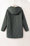 Snap Down Long Sleeve Quilted Winter Coat - Trendsi - Flyclothing LLC