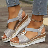 Peep Toe Wedge Sandals - Trendsi