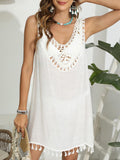 Tassel Scoop Neck Wide Strap Cover-Up - Trendsi
