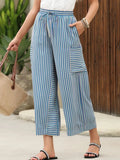 Contrast Striped Wide leg Pants - Trendsi