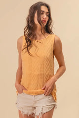BiBi Textured Sweather Knit Twist Back Sleeveless Top - Trendsi - Flyclothing LLC